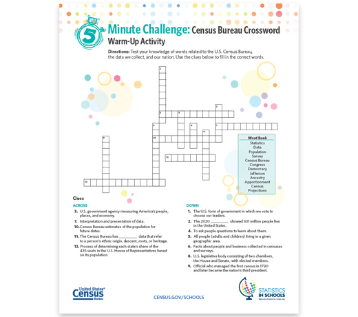 5 Minute Challenge: Census Bureau Crossword Warm-Up Activity