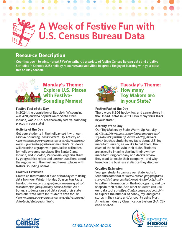 A Week of Festive Fun With U.S. Census Bureau Data